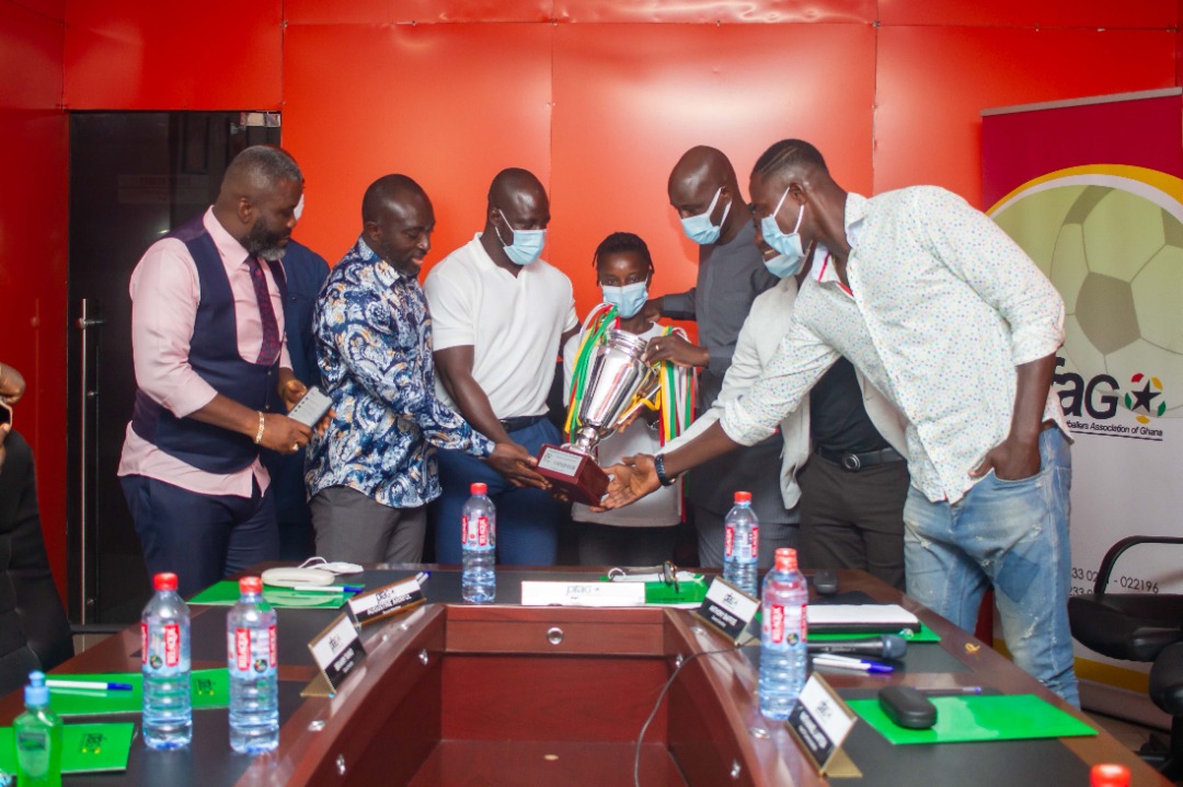 Hasaacas Ladies FC at the office of the Processional Footballers Association of Ghana